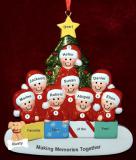 Large Group or Family Christmas Ornament in Front of Tree for 8 with Pets Personalized FREE at PersonalizedOrnamentsMarket.com by Russell Rhodes