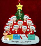 Large Group or Family Christmas Ornament in Front of Tree for 9 with Pets Personalized FREE at PersonalizedOrnamentsMarket.com by Russell Rhodes