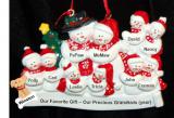 Grandparents with 8 Grandkids  Christmas Ornament Snowman Snuggles with Dogs, Cats, Pets Custom Added Personalized FREE at PersonalizedOrnamentsMarket.com by Russell Rhodes