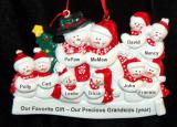 Grandparents with 8 Grandkids  Christmas Ornament Snowman Snuggles  Personalized FREE at PersonalizedOrnamentsMarket.com by Russell Rhodes