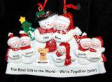 Family Christmas Ornament Snowman Snuggles for 7 with Dogs, Cats, Pets Custom Added Personalized FREE at PersonalizedOrnamentsMarket.com by Russell Rhodes