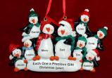 Family Christmas Ornament Penguin Snuggles for 9 Personalized FREE at PersonalizedOrnamentsMarket.com by Russell Rhodes