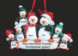 Family Christmas Ornament Penguin Snuggles for 7 Personalized FREE at PersonalizedOrnamentsMarket.com by Russell Rhodes