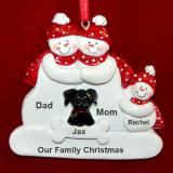 Family Christmas Ornament for 3 with Black Dog Personalized FREE at PersonalizedOrnamentsMarket.com by Russell Rhodes