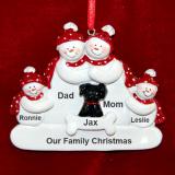 Family Christmas Ornament for 4 with Black Dog Personalized FREE at PersonalizedOrnamentsMarket.com by Russell Rhodes