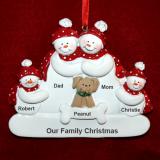 Family Christmas Ornament for 4 with Tan Dog Personalized FREE at PersonalizedOrnamentsMarket.com by Russell Rhodes