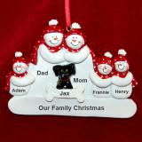 Family Christmas Ornament for 5 with Black Dog Personalized FREE at PersonalizedOrnamentsMarket.com by Russell Rhodes