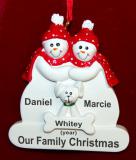 Couples Christmas Ornament with White Dog Personalized FREE at PersonalizedOrnamentsMarket.com by Russell Rhodes