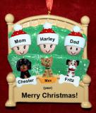 Family Christmas Ornament Cozy & Warm for 3 with 3 Dogs, Cats, Pets Custom Add-ons Personalized FREE at PersonalizedOrnamentsMarket.com by Russell Rhodes