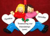 Best of Friends Christmas Ornament Blond & Brunette Personalized FREE at PersonalizedOrnamentsMarket.com by Russell Rhodes