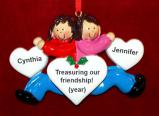 Best of Friends Christmas Ornament Both Brunette Personalized FREE at PersonalizedOrnamentsMarket.com by Russell Rhodes