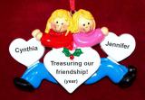 Best of Friends Christmas Ornament Both Blond Personalized FREE at PersonalizedOrnamentsMarket.com by Russell Rhodes