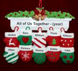 Family Christmas Ornament Festive Mittens for 10 Personalized FREE at PersonalizedOrnamentsMarket.com by Russell Rhodes