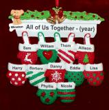 Family Christmas Ornament Festive Mittens for 11 with Pets Personalized FREE at PersonalizedOrnamentsMarket.com by Russell Rhodes