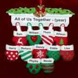 Family Christmas Ornament Festive Mittens for 11 Personalized FREE at PersonalizedOrnamentsMarket.com by Russell Rhodes