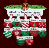 Family Christmas Ornament Festive Mittens for 12 Personalized FREE at PersonalizedOrnamentsMarket.com by Russell Rhodes