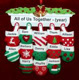 Family Christmas Ornament Festive Mittens for 13 Personalized FREE at PersonalizedOrnamentsMarket.com by Russell Rhodes