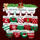 Family Christmas Ornament Festive Mittens for 14 with Pets Personalized FREE at PersonalizedOrnamentsMarket.com by Russell Rhodes