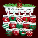 Family Christmas Ornament Festive Mittens for 14 Personalized FREE at PersonalizedOrnamentsMarket.com by Russell Rhodes