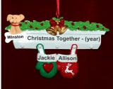 Couples Christmas Ornament Festive Mittens with Dogs, Cats, Pets Custom Added Personalized FREE at PersonalizedOrnamentsMarket.com by Russell Rhodes