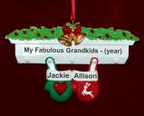 Grandparents Christmas Ornament Festive Mittens 2 Grandkids Personalized FREE at PersonalizedOrnamentsMarket.com by Russell Rhodes