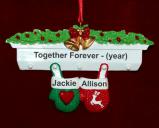 Couples Christmas Ornament Festive Mittens Personalized FREE at PersonalizedOrnamentsMarket.com by Russell Rhodes