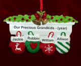 Grandparents Christmas Ornament Festive Mittens 4 Grandkids Personalized FREE at PersonalizedOrnamentsMarket.com by Russell Rhodes