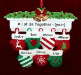 Family Christmas Ornament Festive Mittens for 7 Personalized FREE at PersonalizedOrnamentsMarket.com by Russell Rhodes