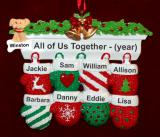 Family Christmas Ornament Festive Mittens for 8 with Dogs, Cats, Pets Custom Added Personalized FREE at PersonalizedOrnamentsMarket.com by Russell Rhodes