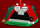 Family Camping Christmas Ornament Adventure for 2 with 1 Dog, Cat, Pets Custom Add-ons Personalized FREE at PersonalizedOrnamentsMarket.com by Russell Rhodes