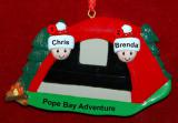 Family Camping Christmas Ornament Adventure Personalized FREE at PersonalizedOrnamentsMarket.com by Russell Rhodes