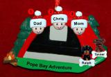 Family Camping Christmas Ornament Adventure for 3 with 2 Dogs, Cats, Pets Custom Add-ons Personalized FREE at PersonalizedOrnamentsMarket.com by Russell Rhodes