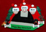 Family Camping Christmas Ornament Adventure for 3 with 3 Dogs, Cats, Pets Custom Add-ons Personalized FREE at PersonalizedOrnamentsMarket.com by Russell Rhodes