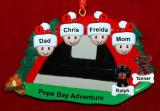 Family Camping Christmas Ornament Adventure for 4 with 2 Dogs, Cats, Pets Custom Add-ons Personalized FREE at PersonalizedOrnamentsMarket.com by Russell Rhodes