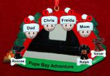 Family Camping Christmas Ornament Adventure for 4 with 3 Dogs, Cats, Pets Custom Add-ons Personalized FREE at PersonalizedOrnamentsMarket.com by Russell Rhodes