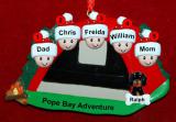 Family Camping Christmas Ornament Adventure for 5 with 1 Dog, Cat, Pets Custom Add-ons Personalized FREE at PersonalizedOrnamentsMarket.com by Russell Rhodes