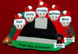 Family Camping Christmas Ornament Adventure for 5 with 2 Dogs, Cats, Pets Custom Add-ons Personalized FREE at PersonalizedOrnamentsMarket.com by Russell Rhodes