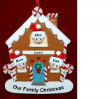 Family of 3 Gingerbread House Christmas Ornament Personalized FREE at PersonalizedOrnamentsMarket.com by Russell Rhodes