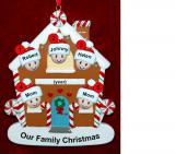 Family of 5 Gingerbread House Christmas Ornament Personalized FREE at PersonalizedOrnamentsMarket.com by Russell Rhodes