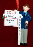 Realtor Christmas Ornament Male Brunette Personalized FREE at PersonalizedOrnamentsMarket.com by Russell Rhodes