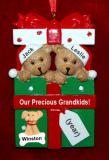 Grandparents Christmas Ornament Hugs & Cuddles 2 Grandkids with Pets Personalized FREE at PersonalizedOrnamentsMarket.com by Russell Rhodes