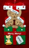 Family of 3 Christmas Ornament Hugs & Cuddles with Pets Personalized FREE at PersonalizedOrnamentsMarket.com by Russell Rhodes