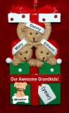 Grandparents Christmas Ornament Hugs & Cuddles 3 Grandkids with Pets Personalized FREE at PersonalizedOrnamentsMarket.com by Russell Rhodes