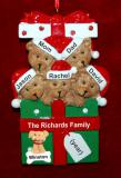 Family of 5 Christmas Ornament Hugs & Cuddles with Pets Personalized FREE at PersonalizedOrnamentsMarket.com by Russell Rhodes