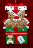 Grandparents Christmas Ornament Hugs & Cuddles 5 Grandkids with Pets Personalized FREE at PersonalizedOrnamentsMarket.com by Russell Rhodes