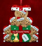 Family of 8 Christmas Ornament Hugs & Cuddles with Pets Personalized FREE at PersonalizedOrnamentsMarket.com by Russell Rhodes