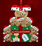 Grandparents Christmas Ornament Hugs & Cuddles 8 Grandkids with Pets Personalized FREE at PersonalizedOrnamentsMarket.com by Russell Rhodes