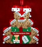 Family of 9 Christmas Ornament Hugs & Cuddles with Pets Personalized FREE at PersonalizedOrnamentsMarket.com by Russell Rhodes