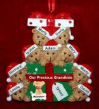 Grandparents Christmas Ornament Hugs & Cuddles 9 Grandkids with Pets Personalized FREE at PersonalizedOrnamentsMarket.com by Russell Rhodes