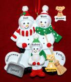 Family Christmas Ornament Snow & Fun for 3 with Pets Personalized FREE at PersonalizedOrnamentsMarket.com by Russell Rhodes